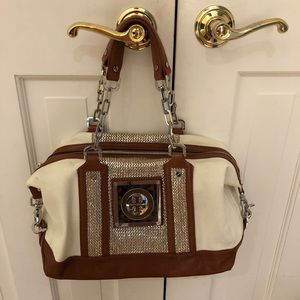 Tory Burch Ivory Cognac Alize Satchel